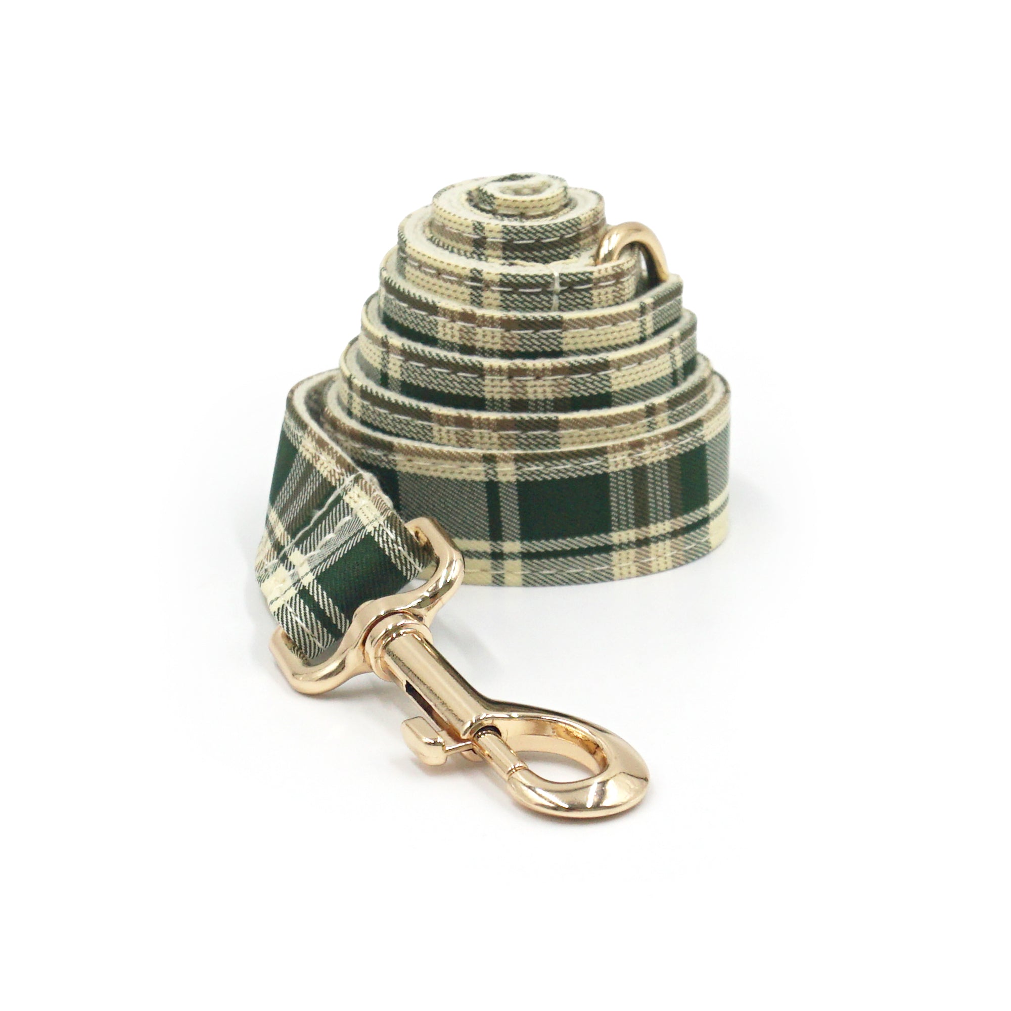 Classic Green Plaid Set – Collar, Leash & Bowtie