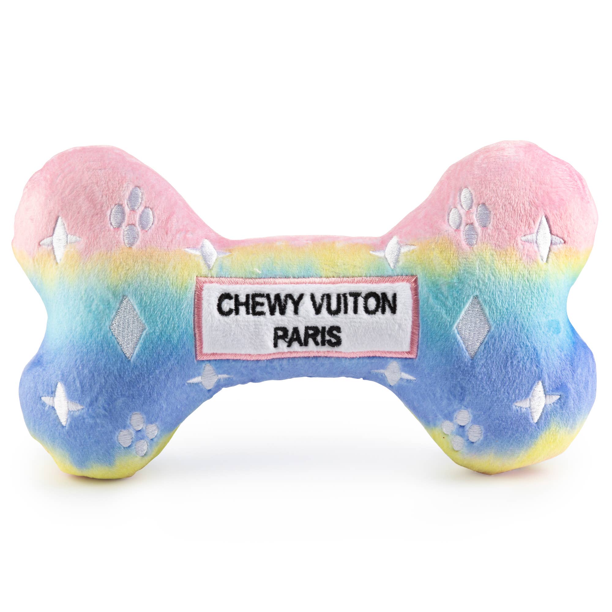 Pink Ombre Chewy Vuiton Bone Plush Squeaker Dog Toy by Haute Diggity Dog