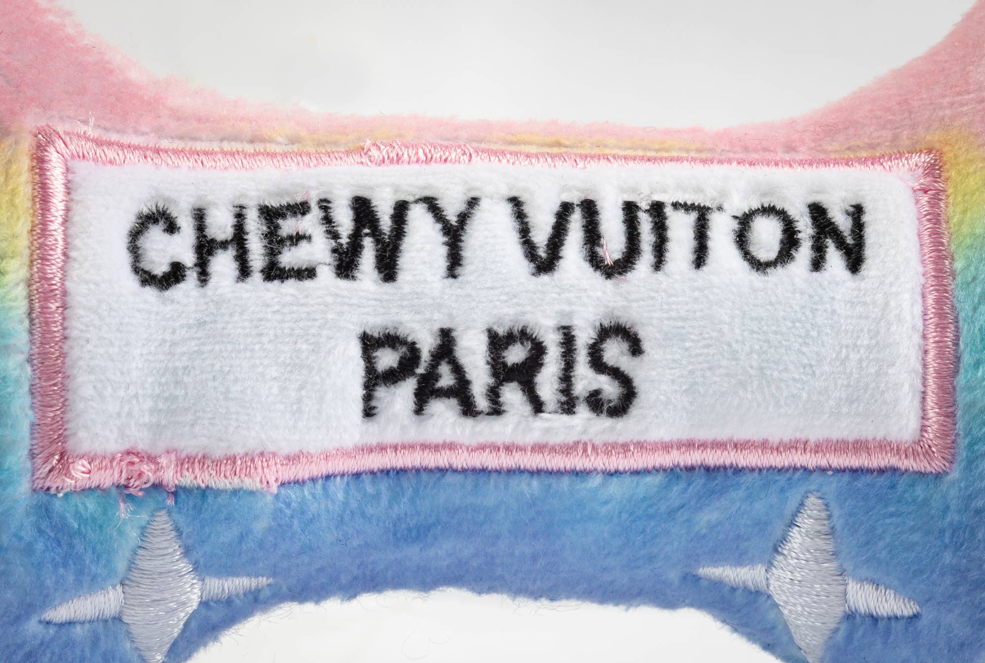 Pink Ombre Chewy Vuiton Bone Plush Squeaker Dog Toy by Haute Diggity Dog