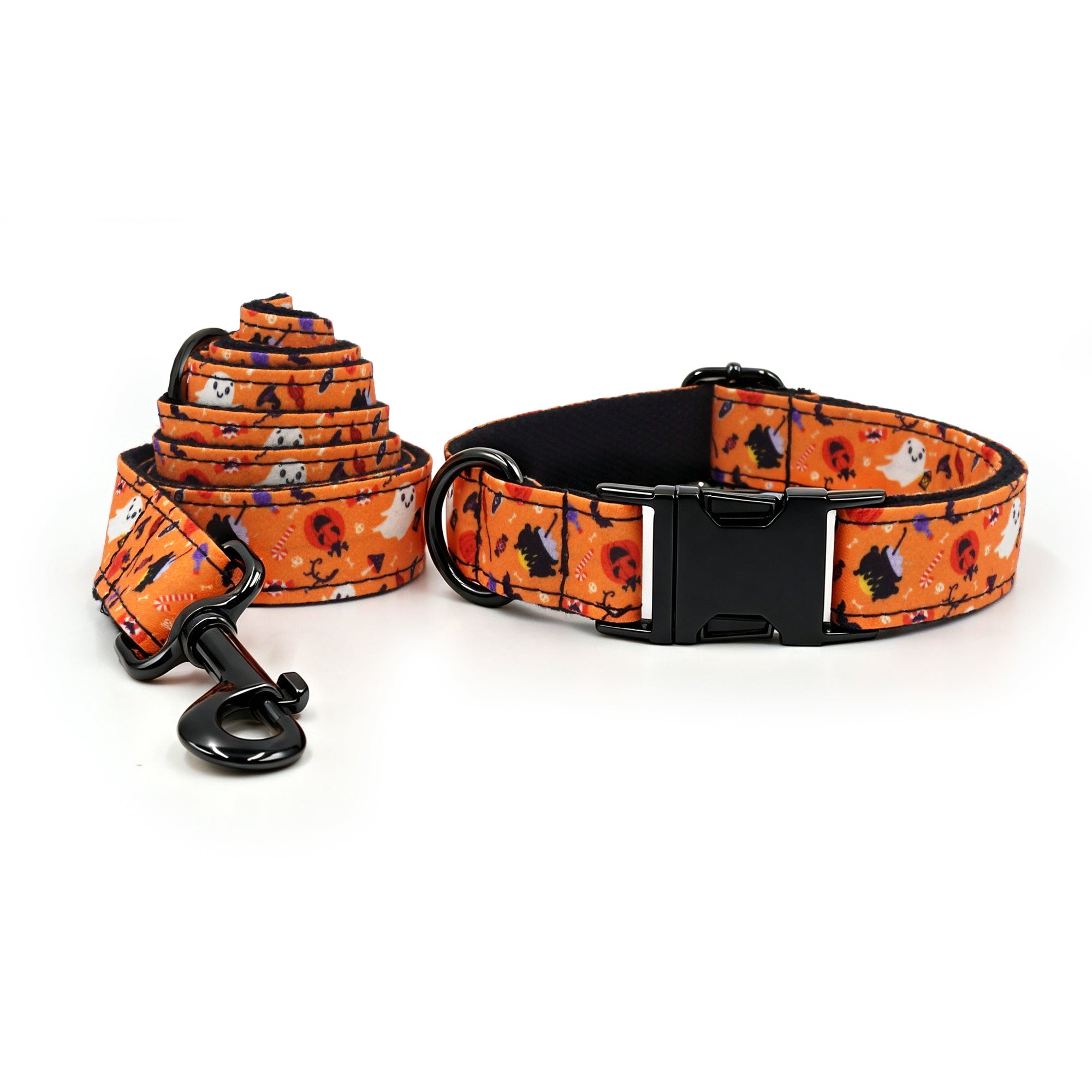 Tiny Pumpkin Patch Stroll Set – Collar, Leash & Bowtie