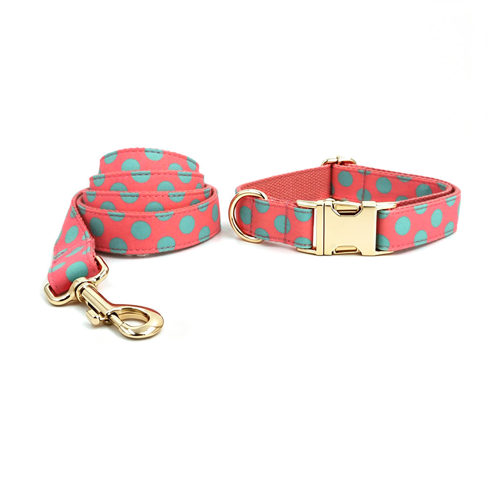 Coral Pop Set – Collar, Leash & Bowtie