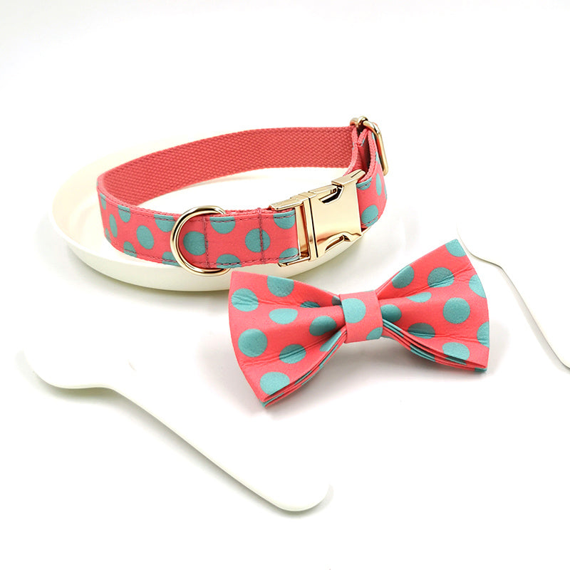Coral Pop Set – Collar, Leash & Bowtie