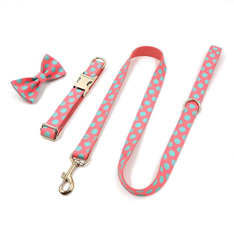 Coral Pop Set – Collar, Leash & Bowtie