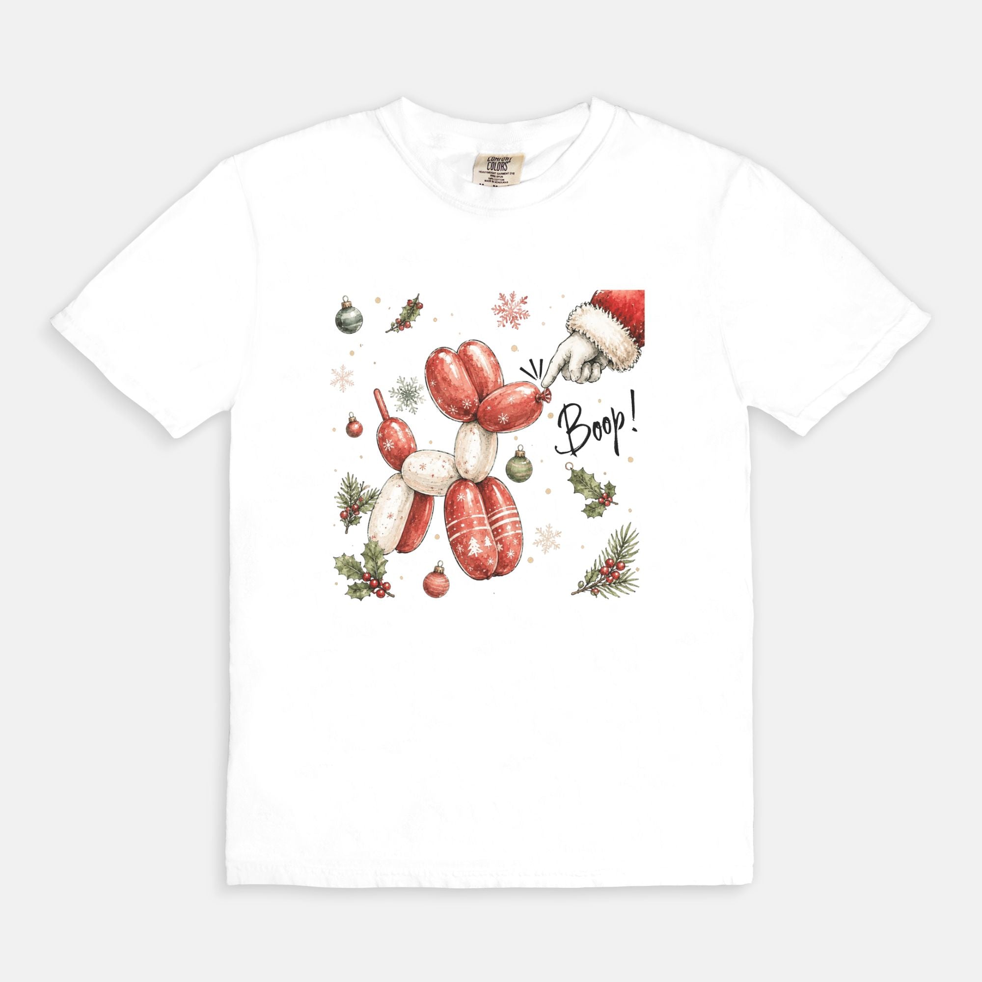 Santa Paws Balloon Dog Comfort Colors Christmas Tee