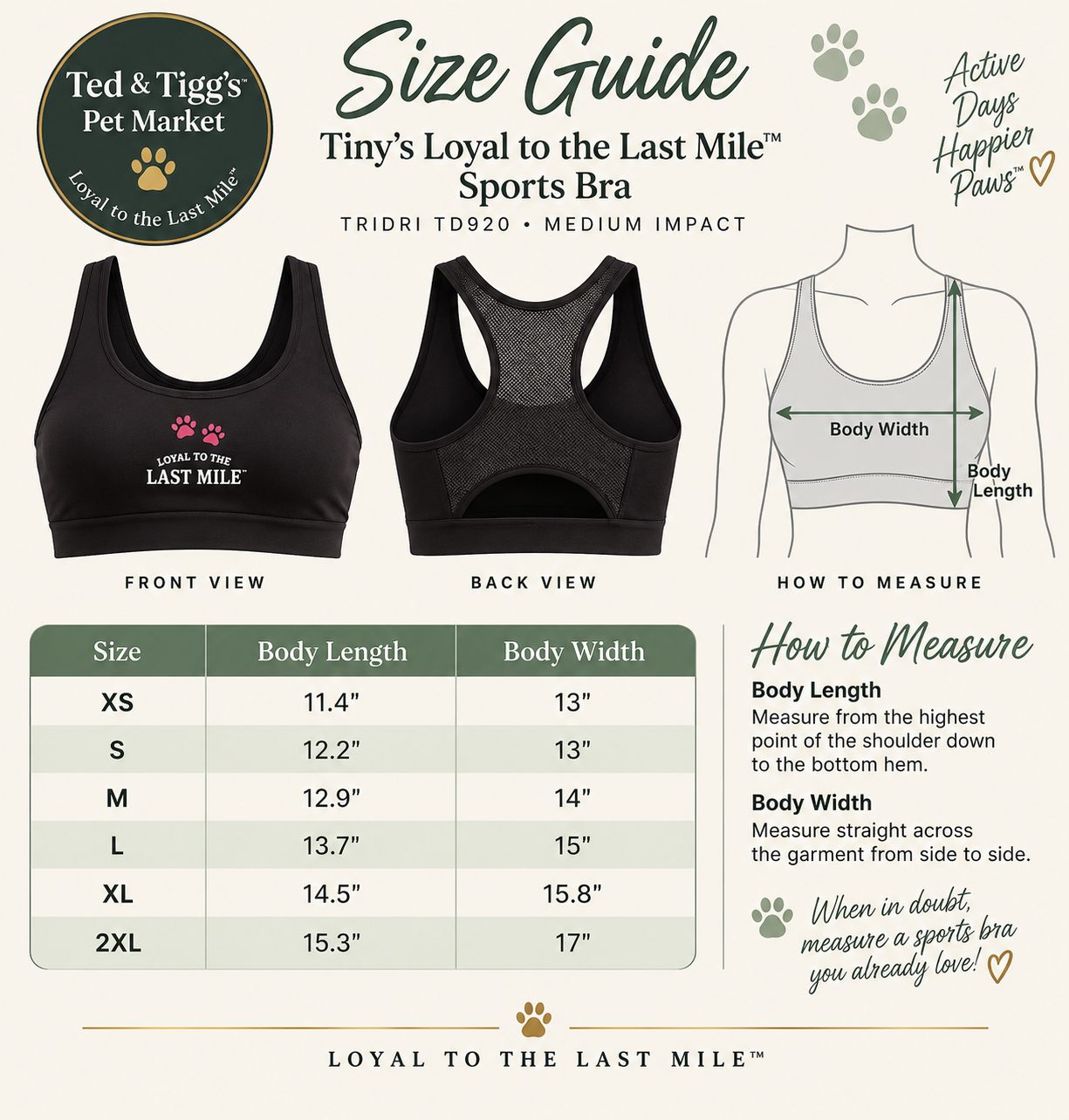 Tiny’s Loyal to the Last Mile™ TriDri TD920 Medium Impact Sports Bra