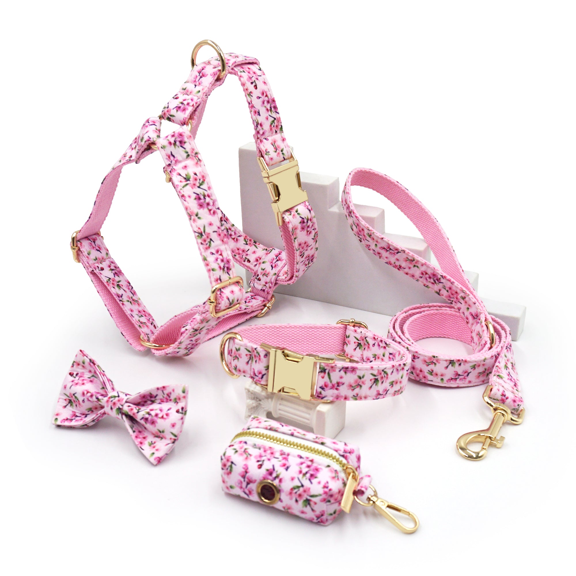 Tiny’s Sakura Stroll Set – Collar, Leash, Harness & Accessories