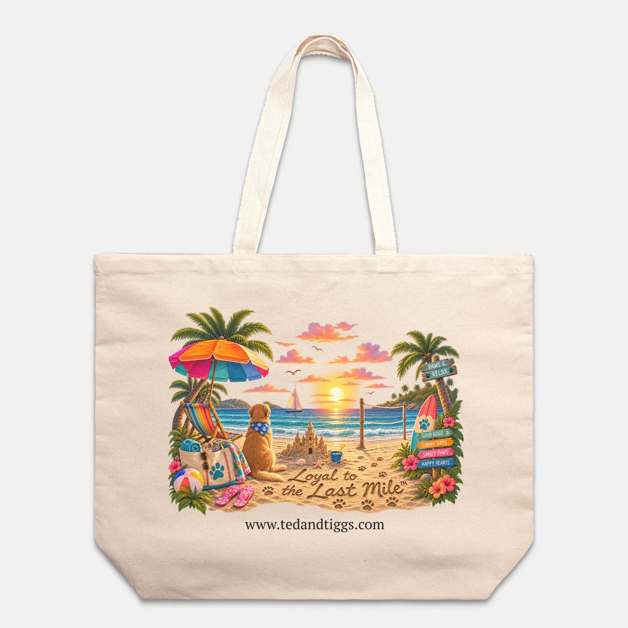 Loyal to the Last Mile™ Tropical Beach Oversized Canvas Tote