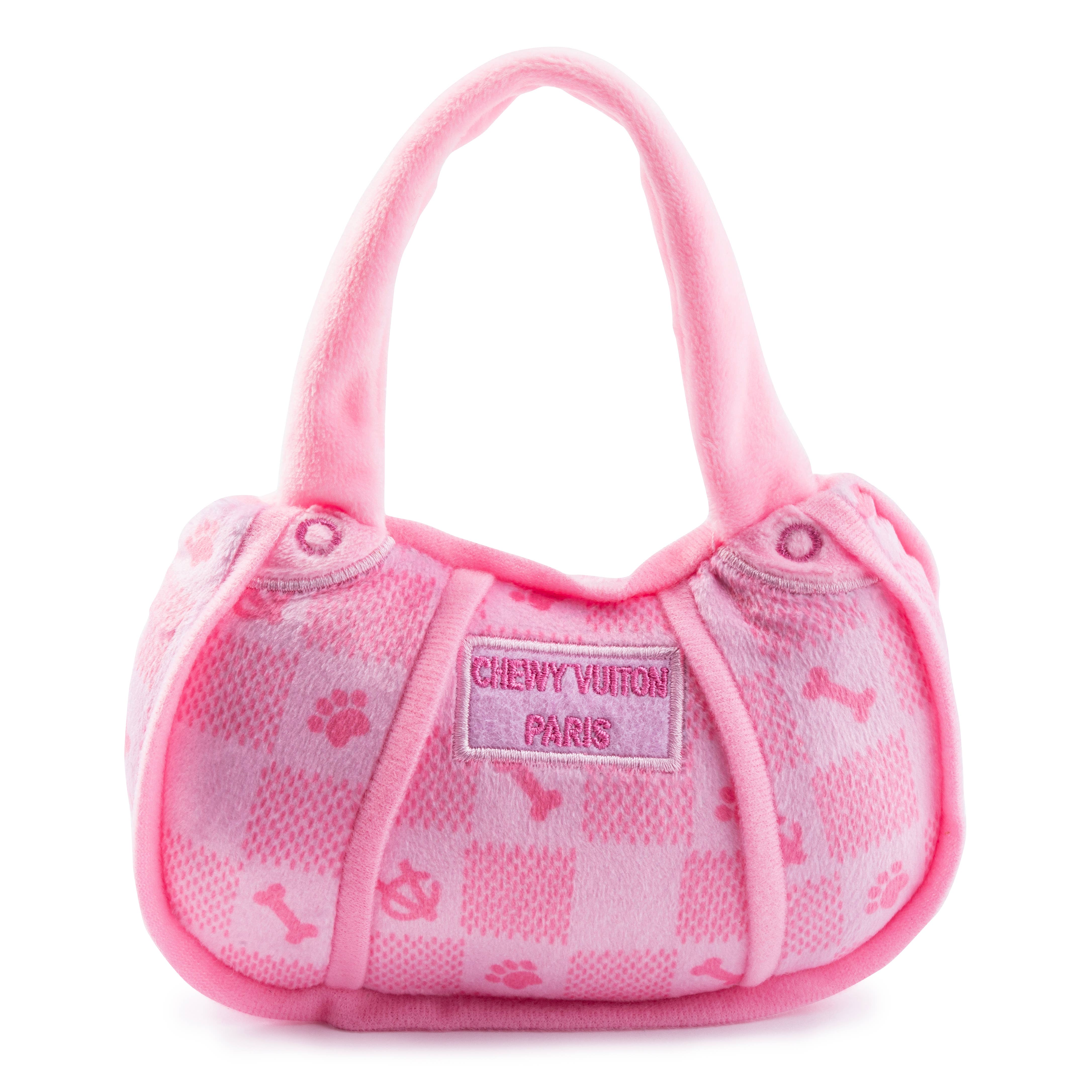 Pink Checker Chewy Vuiton Handbag Squeaker Dog Toy by Haute Diggity Dog