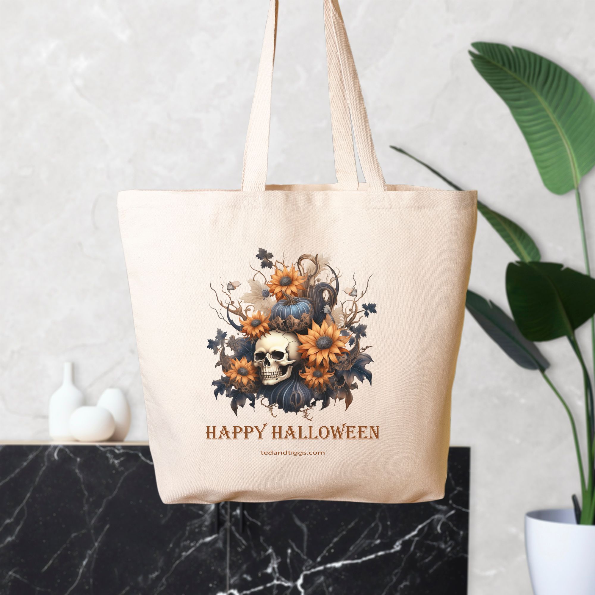Happy Halloween Oversized Cotton Canvas Tote