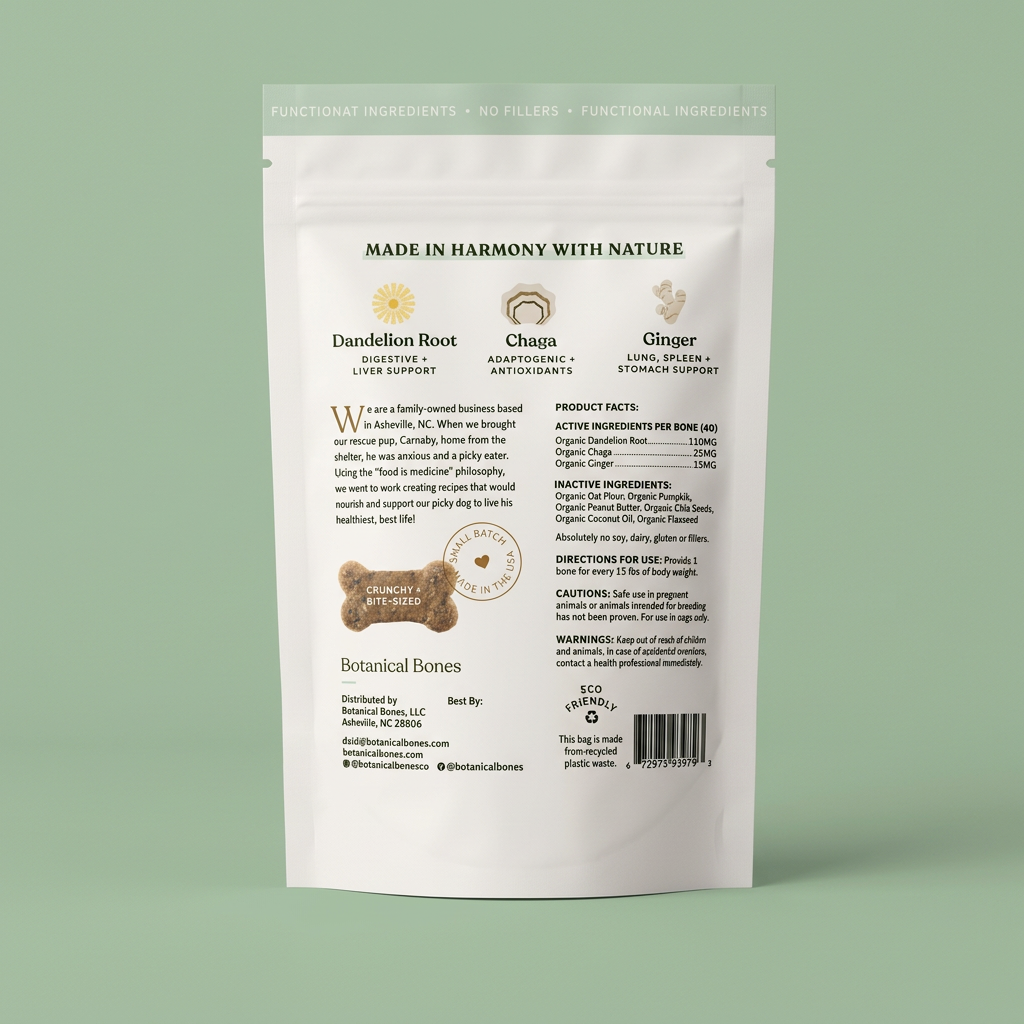 Botanical Bones Inner Glow Healthy Digestion Dog Treats – 4 oz.