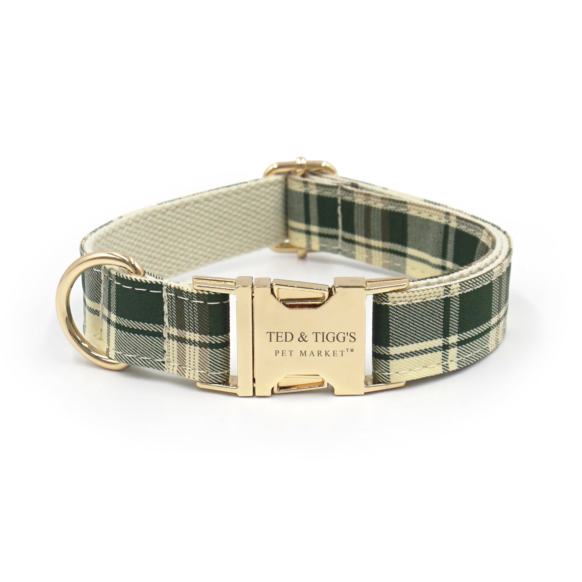 Classic Green Plaid Set – Collar, Leash & Bowtie