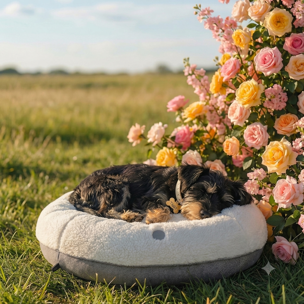 Chester & Lee Furry Beige Donut Dog Bed