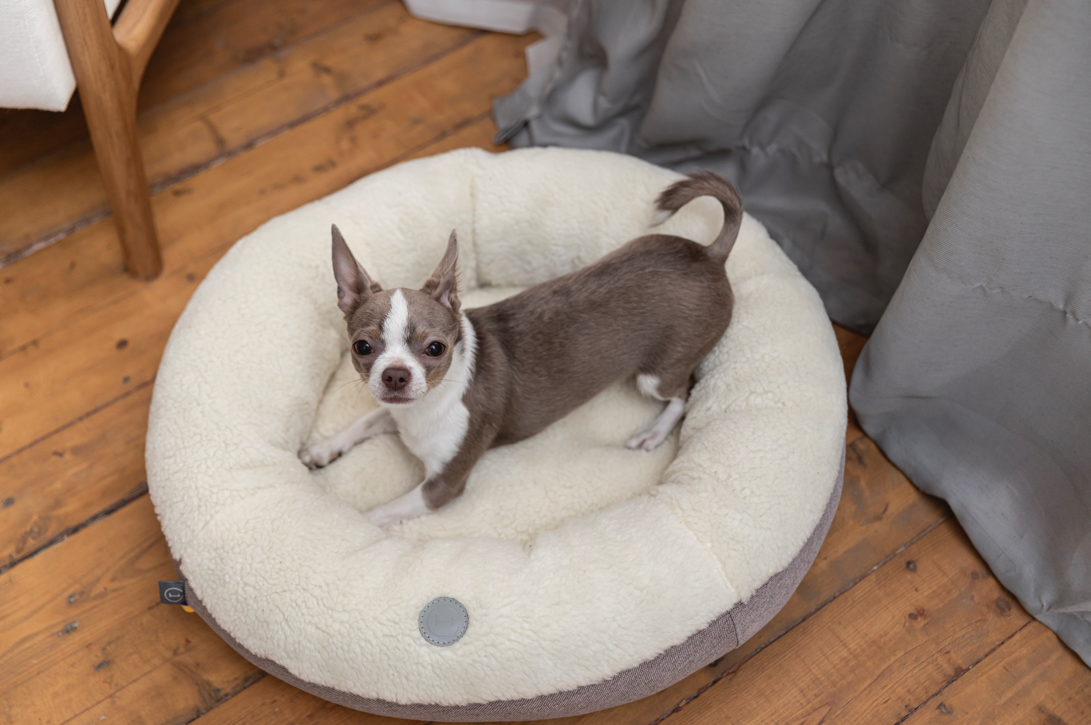 Chester & Lee Furry Beige Donut Dog Bed