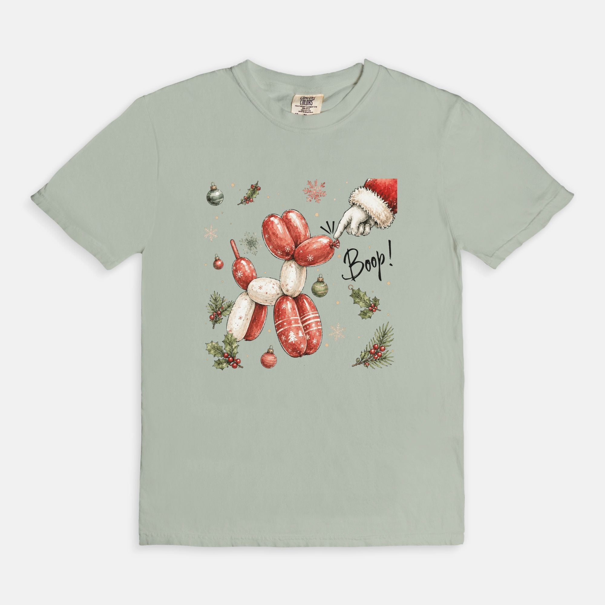 Santa Paws Balloon Dog Comfort Colors Christmas Tee