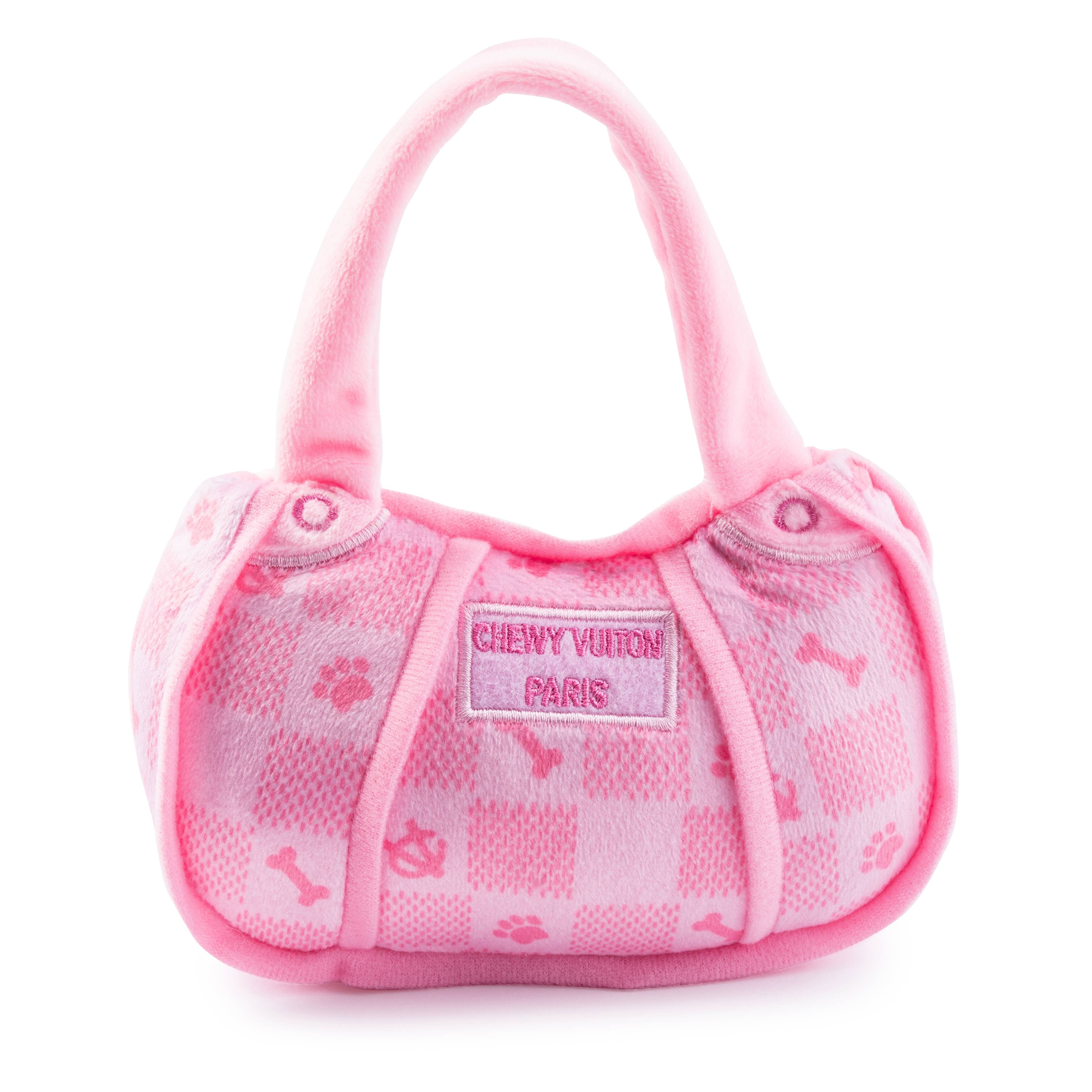 Pink Checker Chewy Vuiton Handbag Squeaker Dog Toy by Haute Diggity Dog