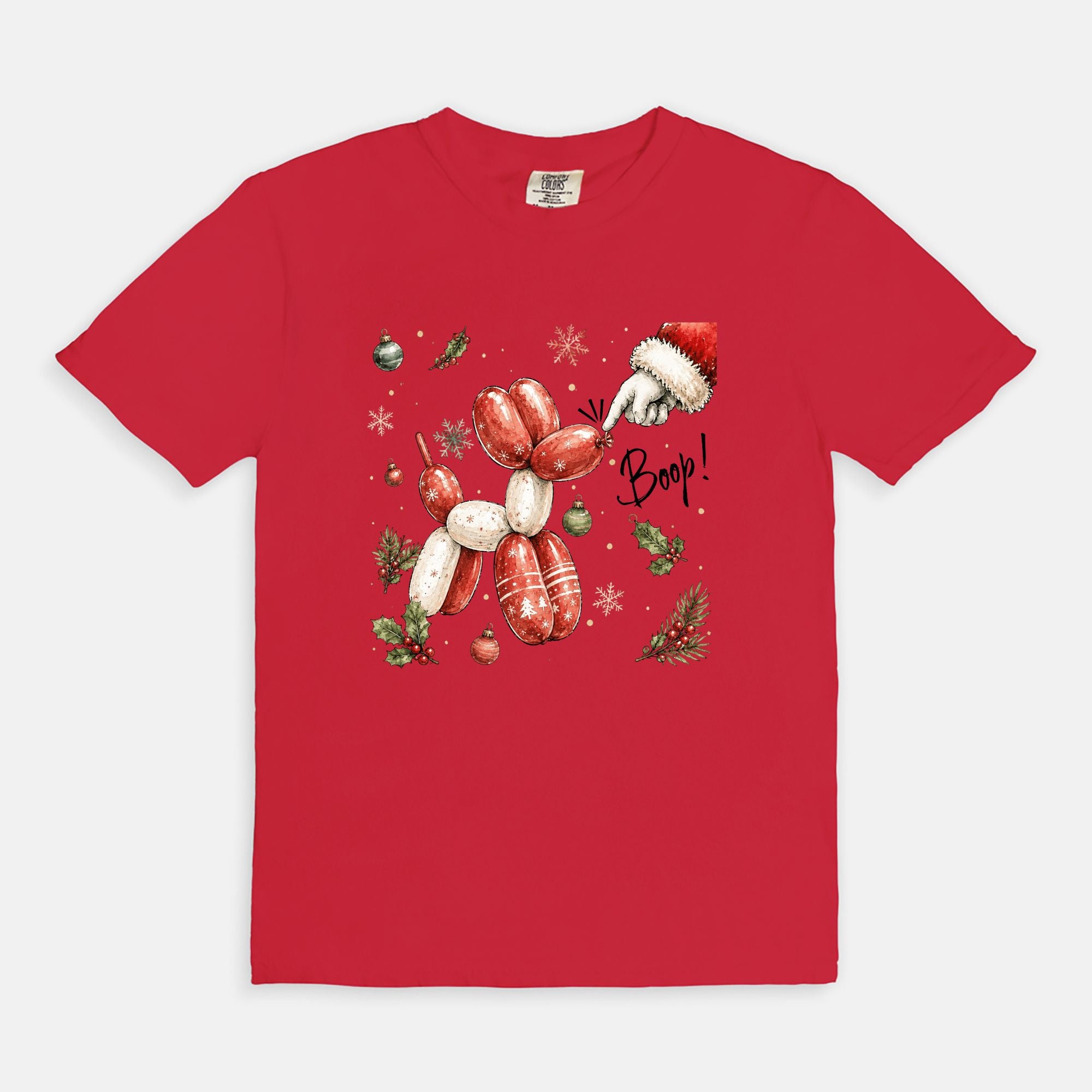 Santa Paws Balloon Dog Comfort Colors Christmas Tee