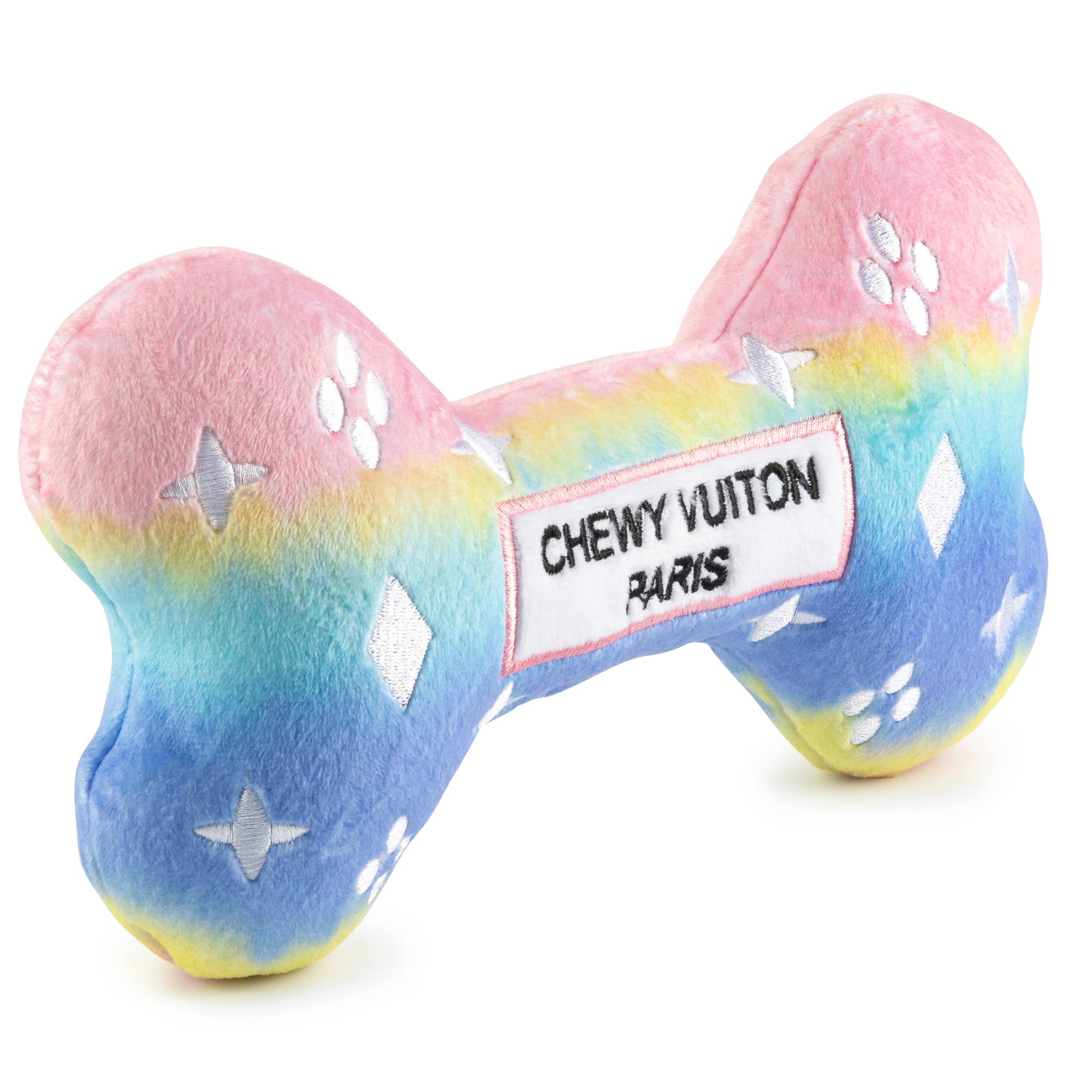 Pink Ombre Chewy Vuiton Bone Plush Squeaker Dog Toy by Haute Diggity Dog
