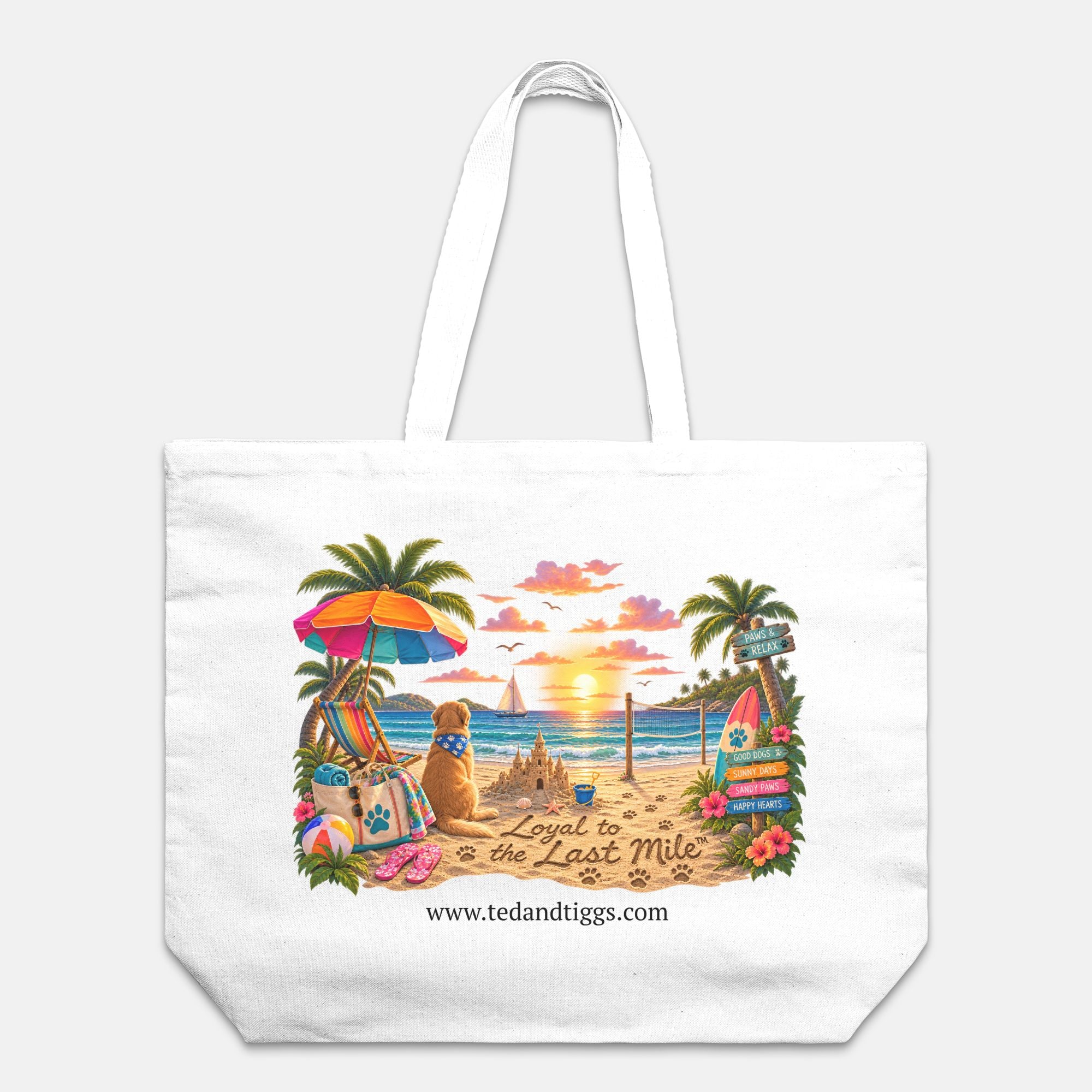 Loyal to the Last Mile™ Tropical Beach Oversized Canvas Tote