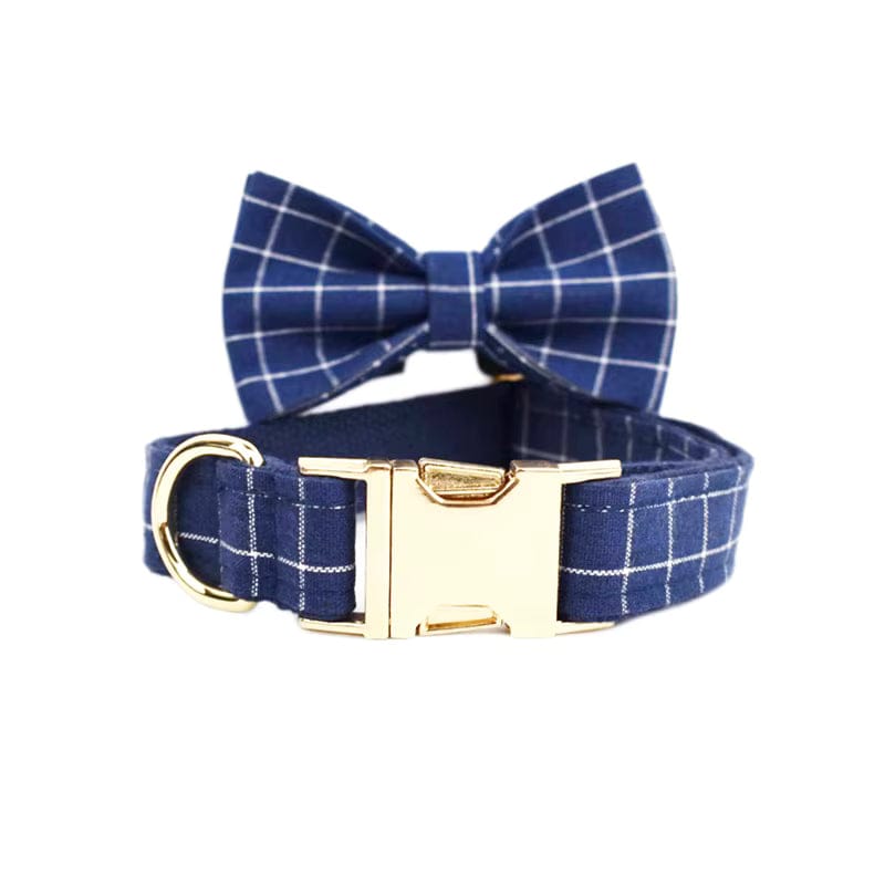 Teddy’s Blue Trail Plaid Set – Collar, Leash, Harness & Accessories