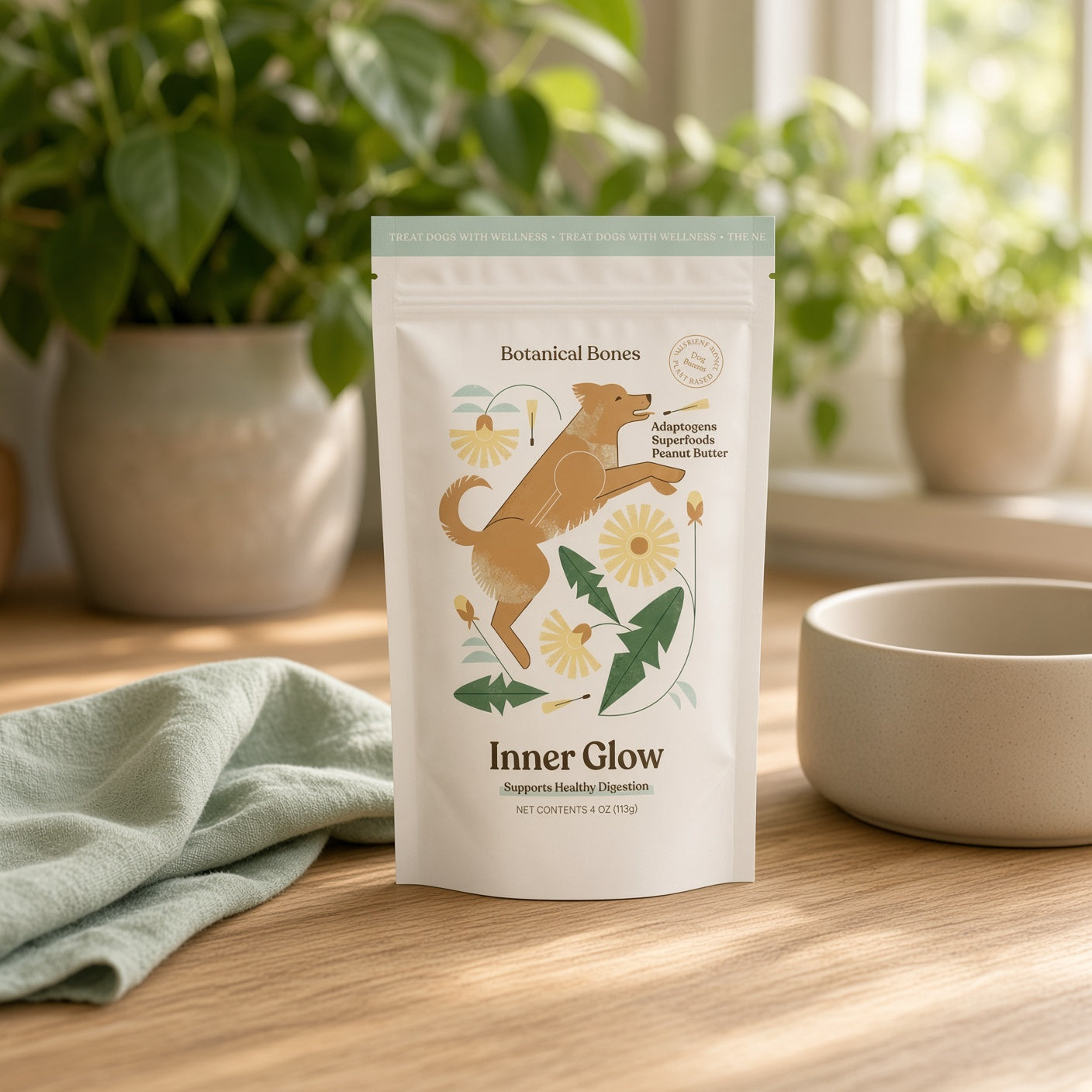 Botanical Bones Inner Glow Healthy Digestion Dog Treats – 4 oz.