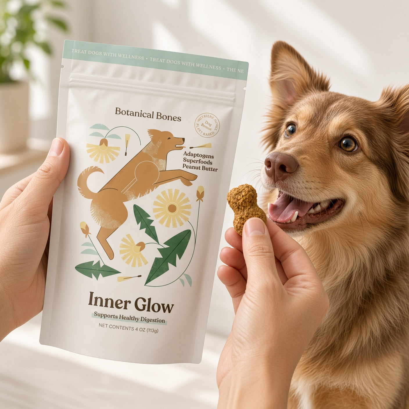 Botanical Bones Inner Glow Healthy Digestion Dog Treats – 4 oz.